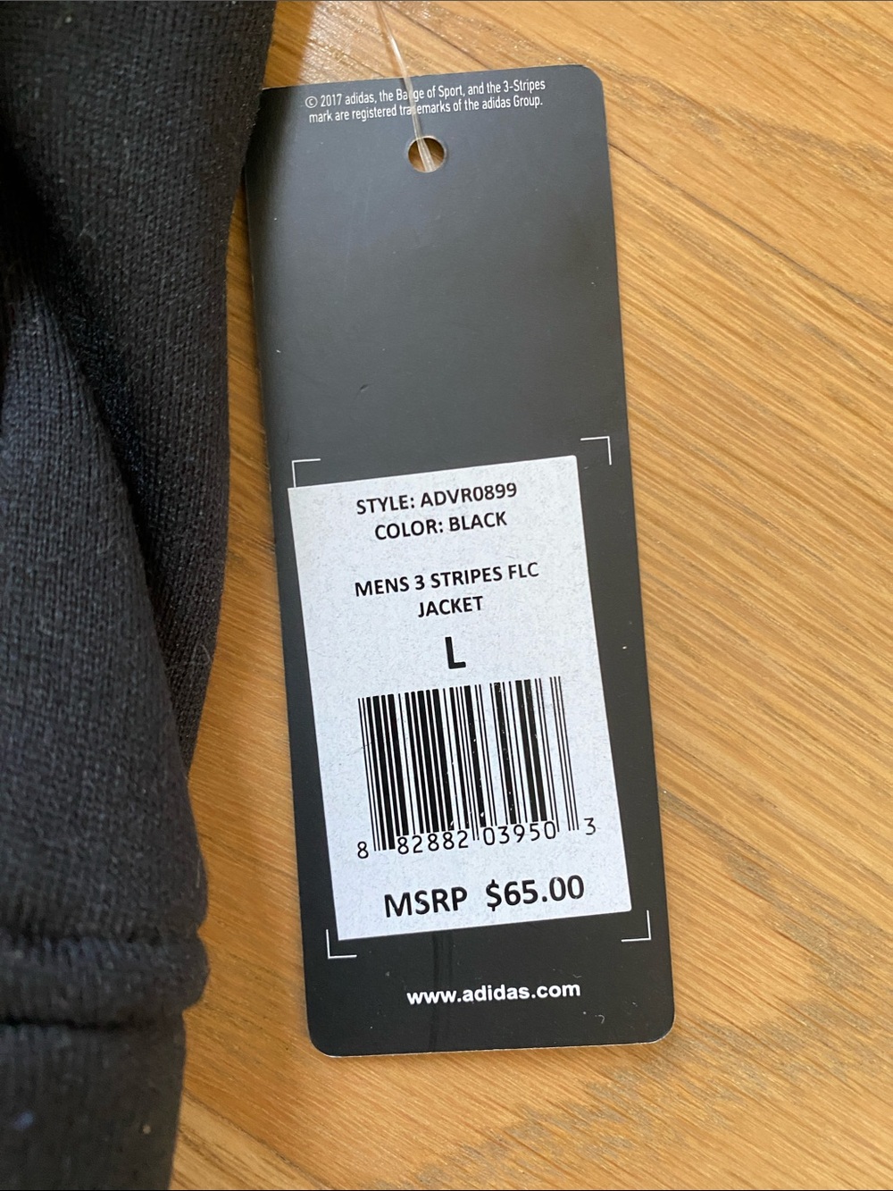 NWT adidas L Black Track Jacket with White Three-Stripes - Picture 3 of 8